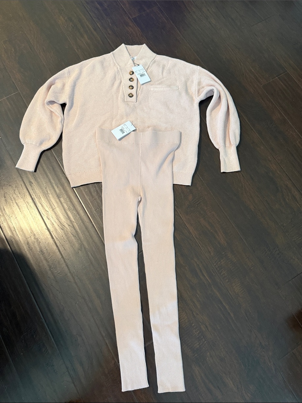 lunya Ribbed Leggings and Pullover Set in Light Pink